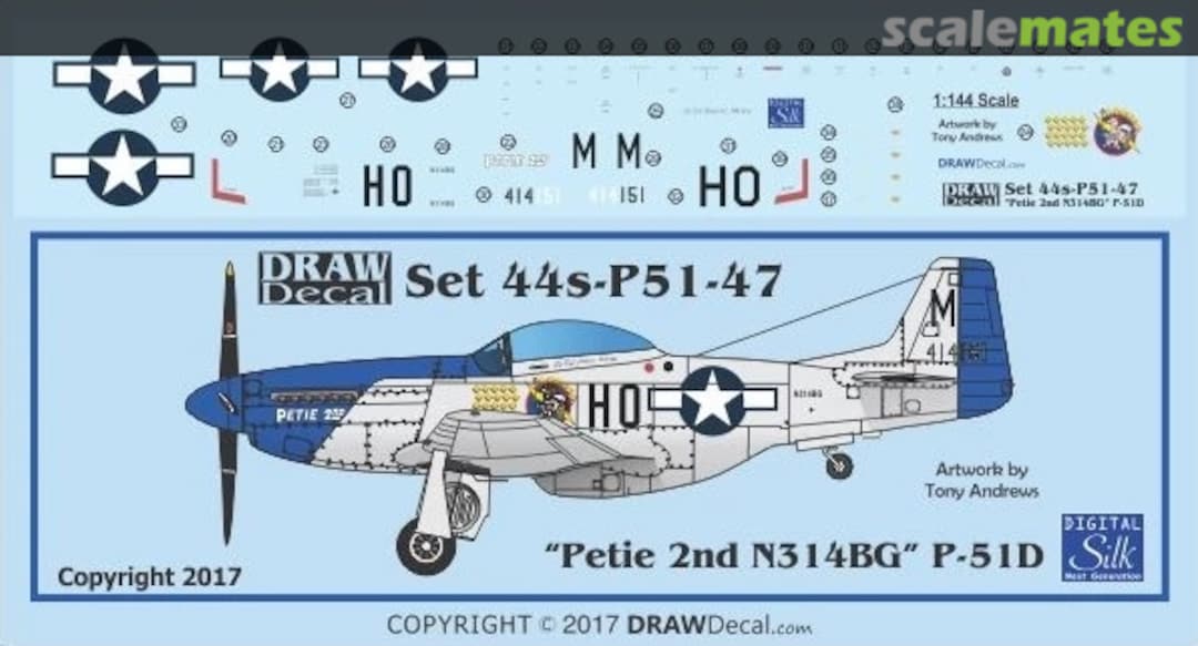 Boxart P-51D “Petie 2nd” N314BG 44-P51-47 Draw Decal