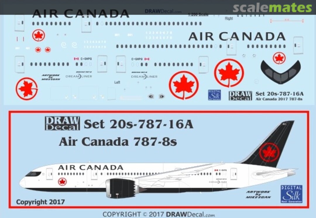 Boxart Air Canada 787-8 Dreamliners 20-787-16A Draw Decal