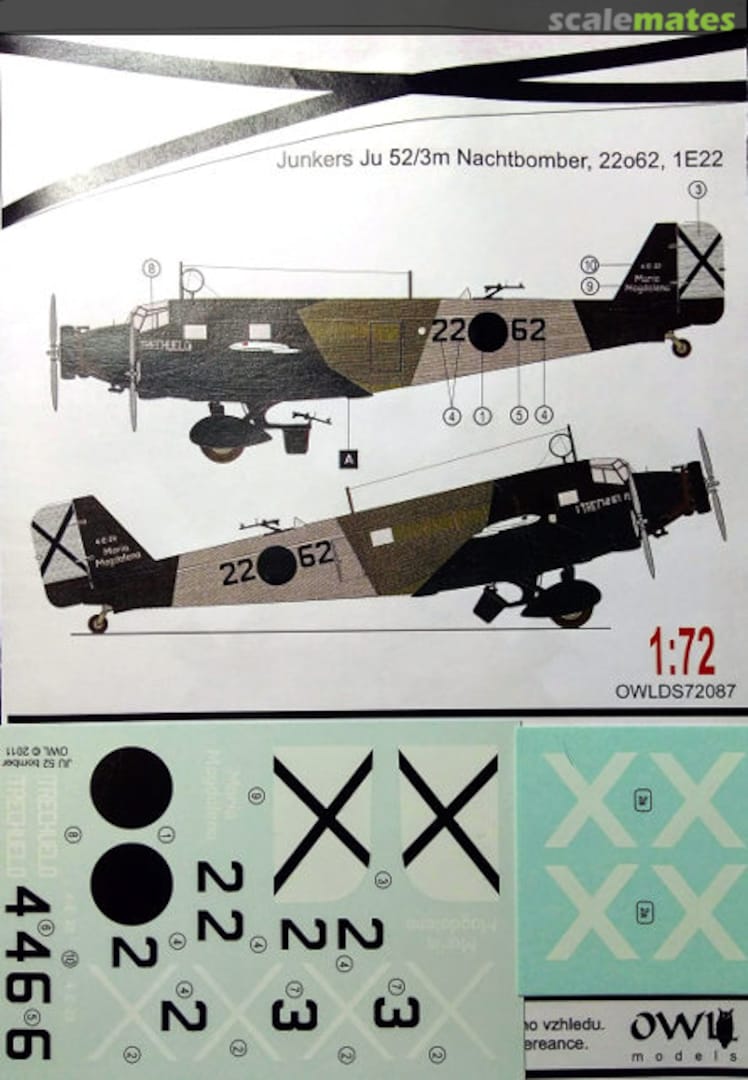 Boxart Junkers Ju 52/3m Nachtbomber, 22o62, 1E22 DS72087 OWL