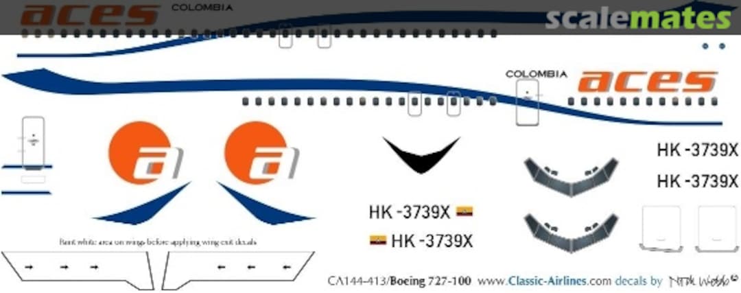 Boxart Aces - Colombia B727-1 CA144-413 Classic Airlines