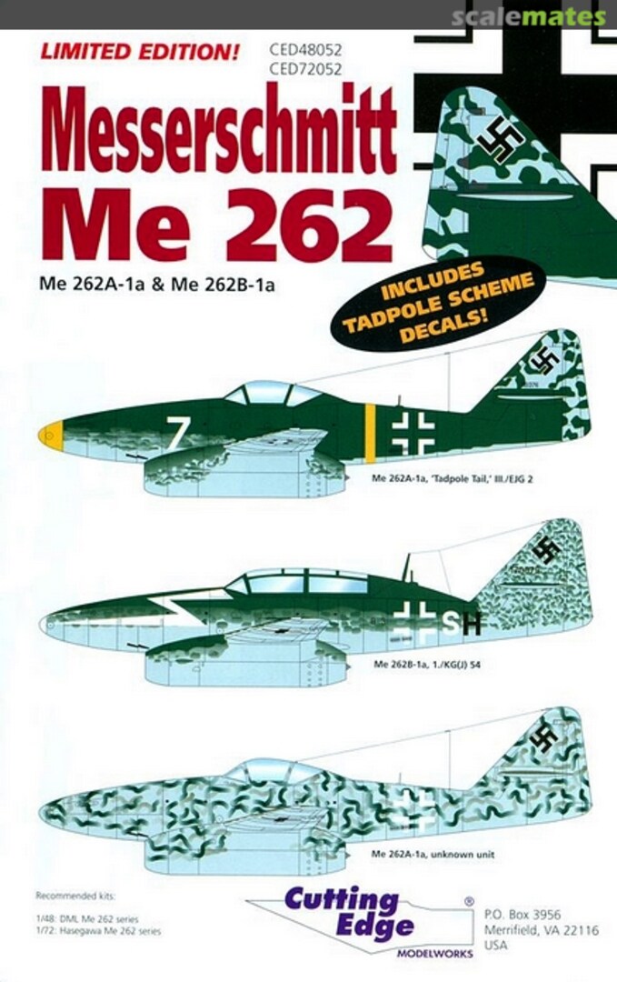 Boxart Messerschmitt Me 262 CED72052 Cutting Edge Modelworks