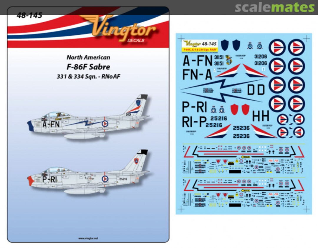 Boxart F-86F Sabre 48-145 Vingtor Decals