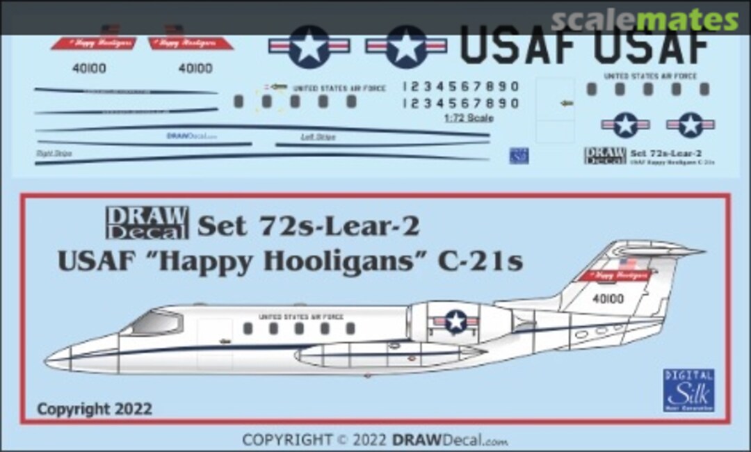 Boxart USAF “Happy Hooligans” C-21 Learjet 35s 72-Lear-2 Draw Decal