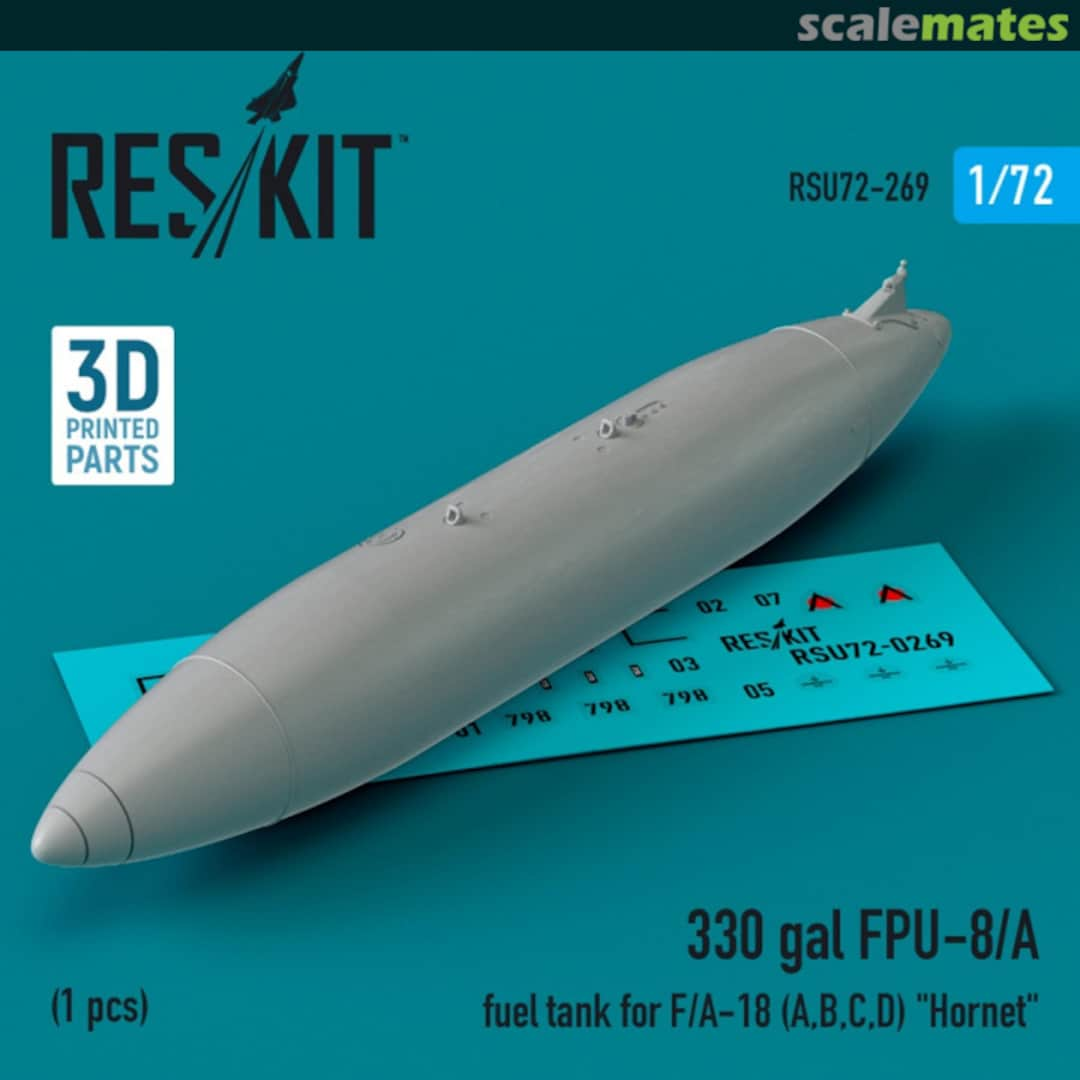 Boxart 330 gal FPU-8/A fuel tank for F/A-18 (A,B,C,D) Hornet  (1 шт.) (3D printed) RSU72-0269 ResKit