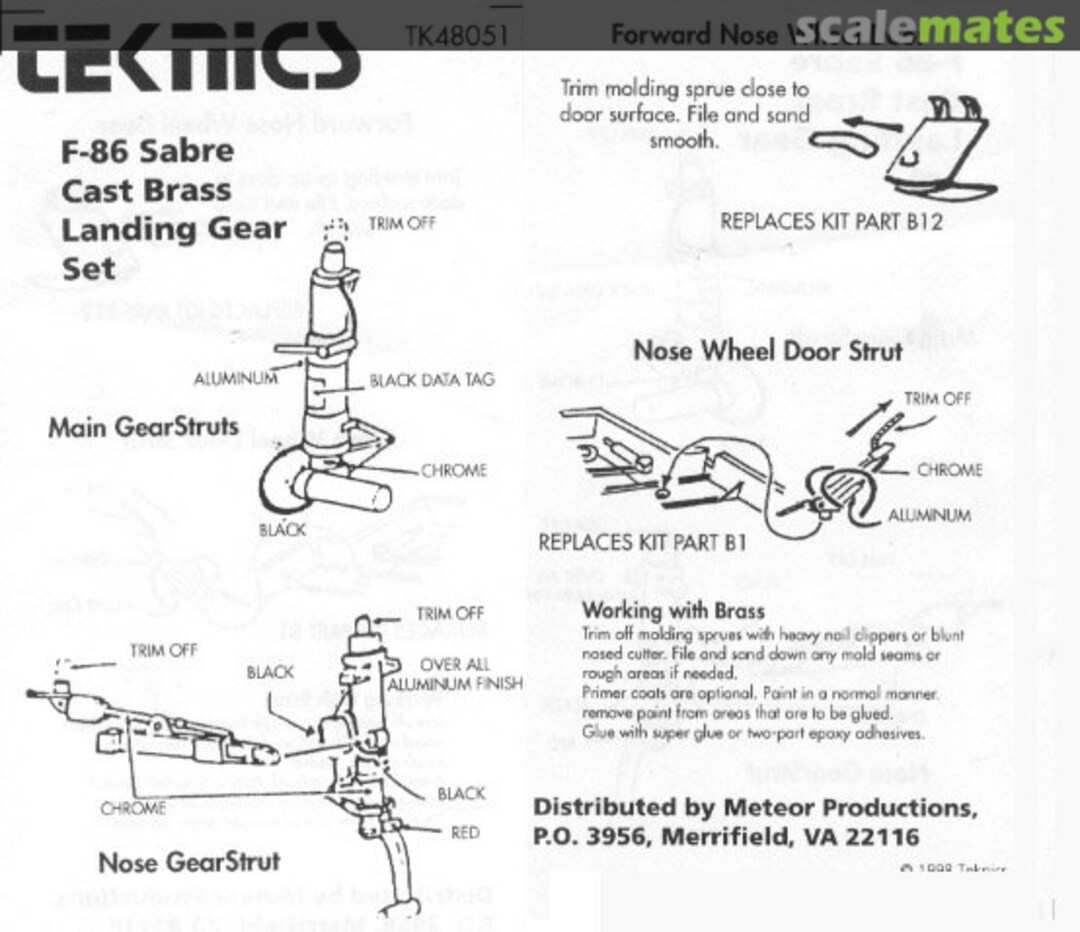 Contents F-86F Landing Gear TK4851 Teknics