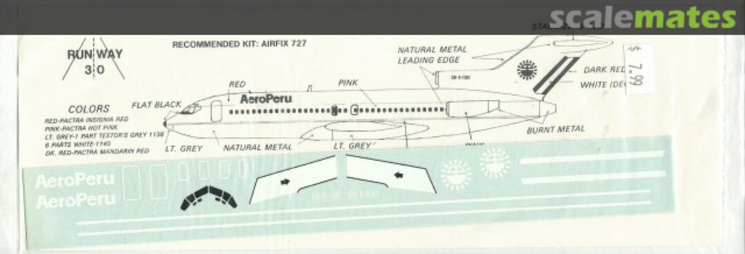 Boxart Boeing 727-100 Aero Peru RW3003 Runway 30