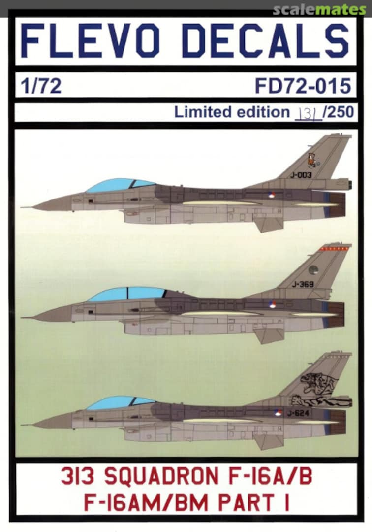 Boxart 313 Squadron F-16A/B FD72-015 Flevo Decals