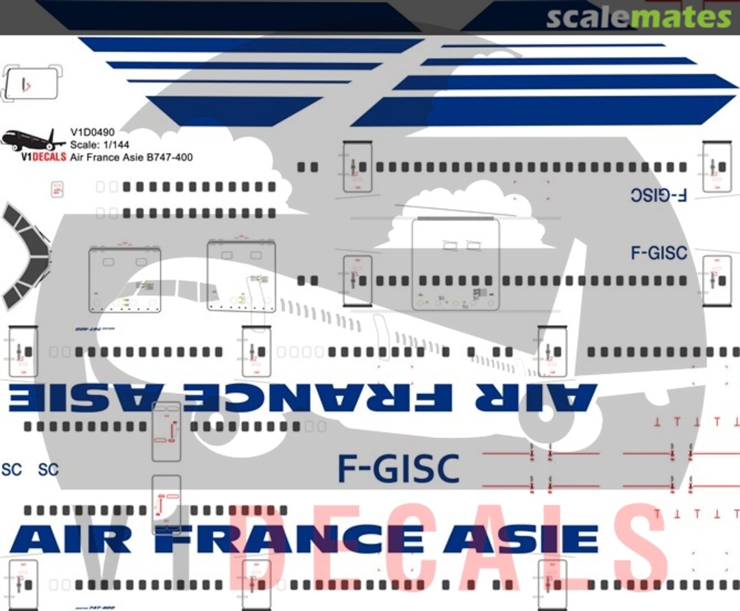 Boxart Air France Asie Boeing 747-400 V1D0490-200 V1 Decals