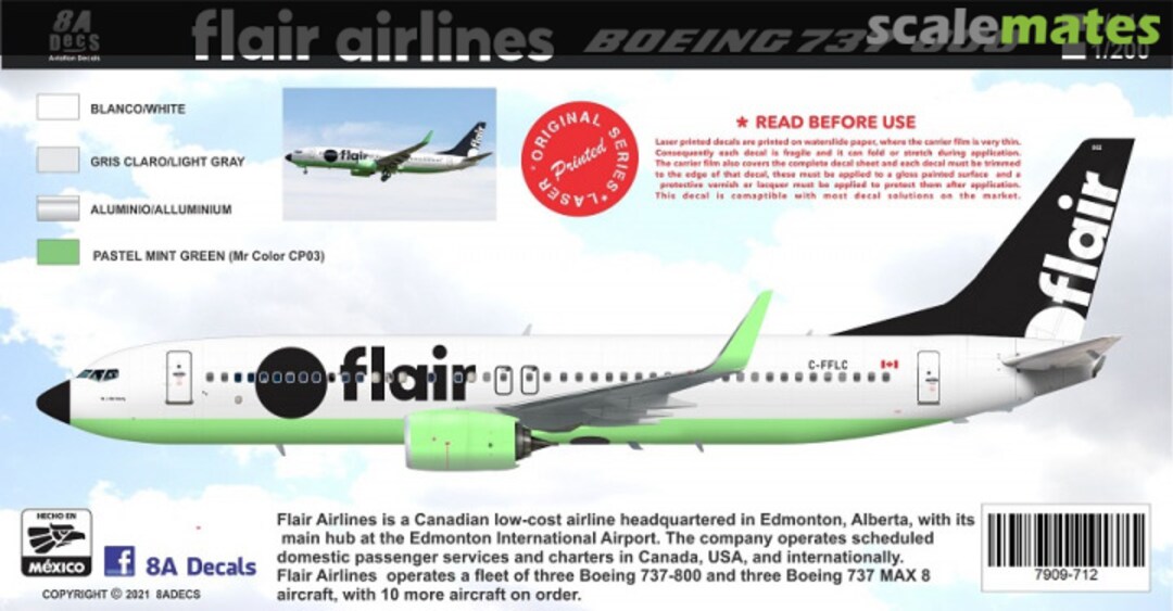 Boxart Boeing 737-800 - flair Airlines 7909-712-72 8aDecs