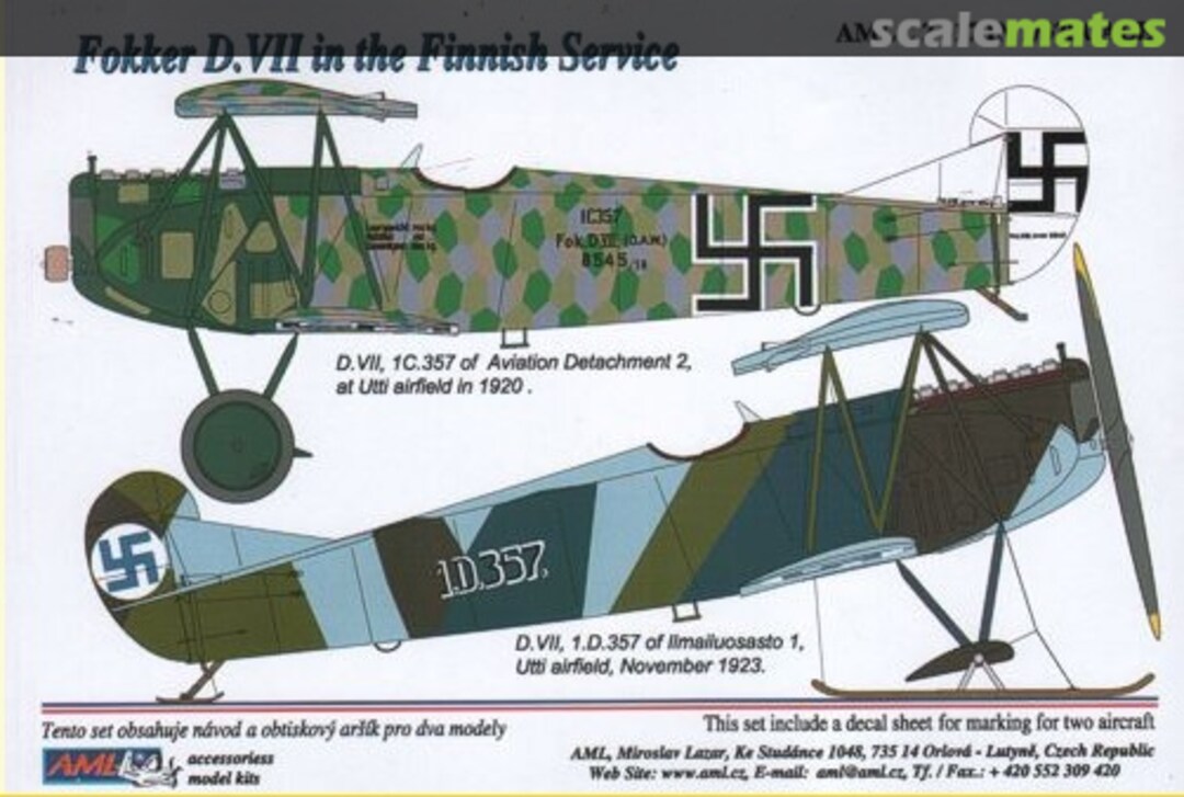 Boxart Fokker D.VII in the Finnish Service w/Decals AMLC2017 AML