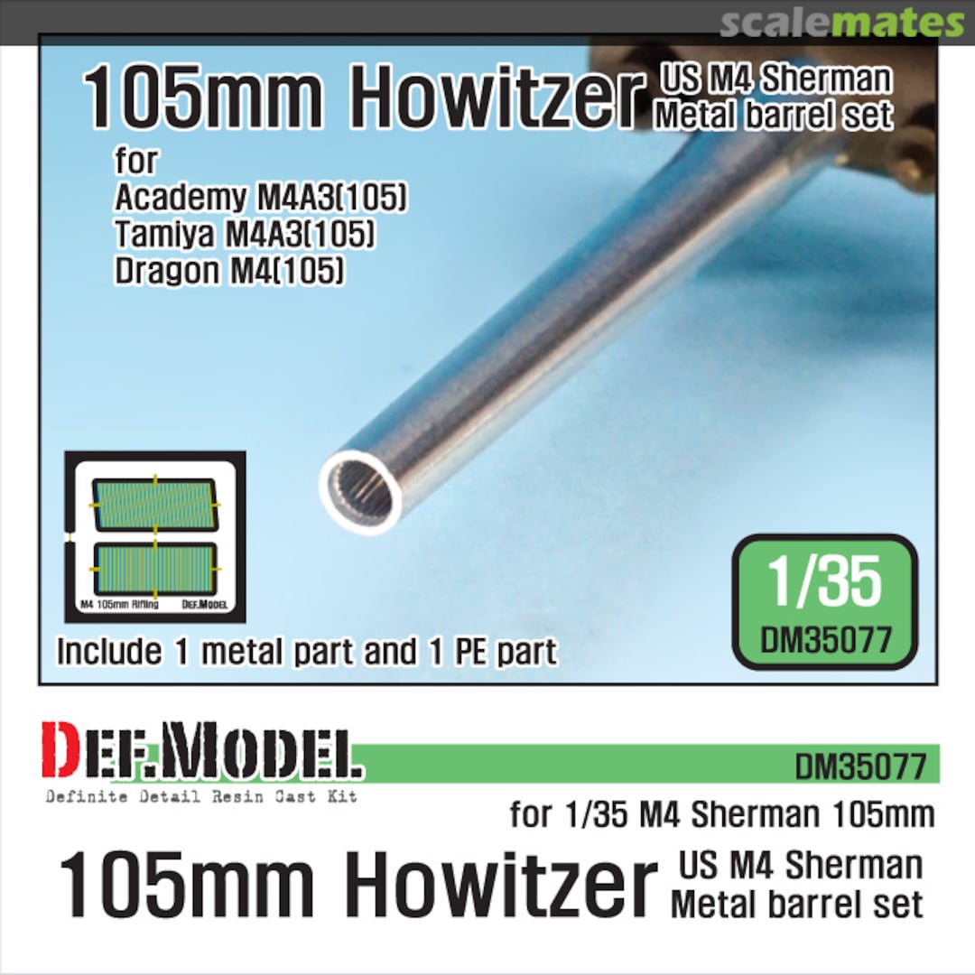 Boxart 105mm Howitzer US M4 Sherman Metal Barrel Set DM35077 Def.Model