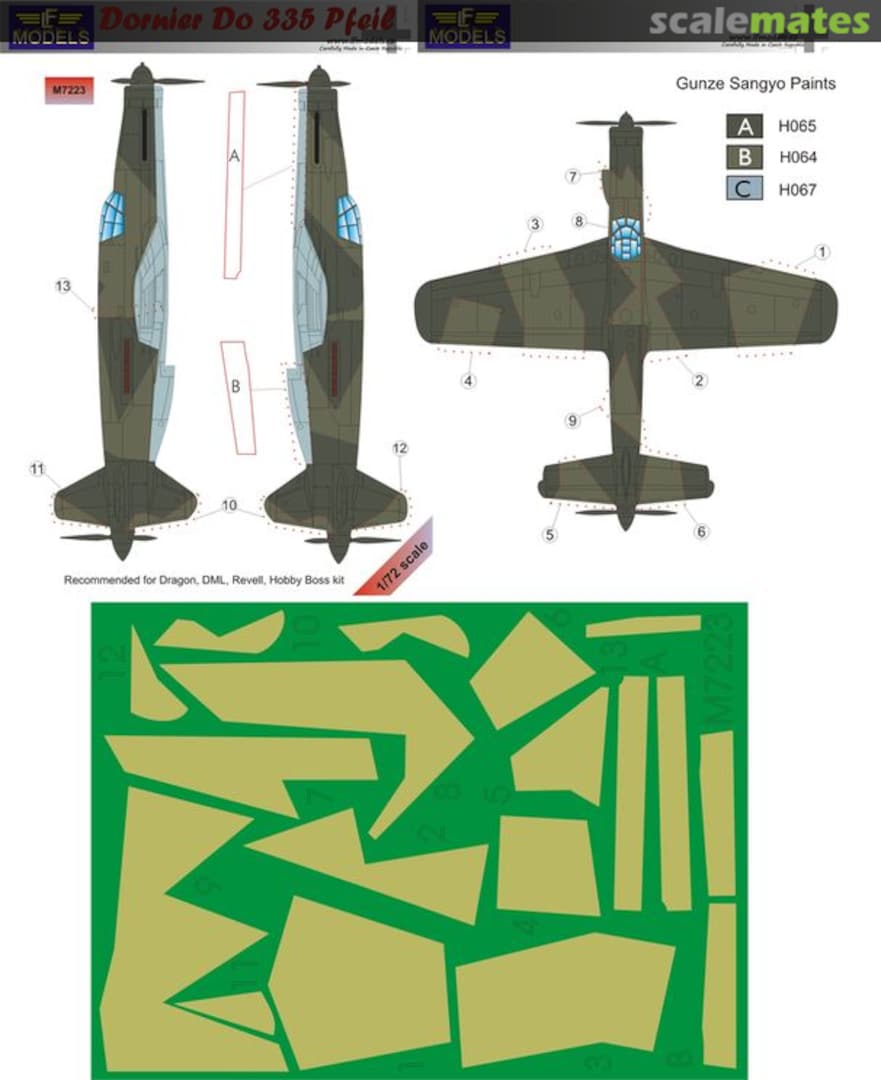 Boxart Do 335 Pfeil - Camouflage Painting Masks M7223 LF Models