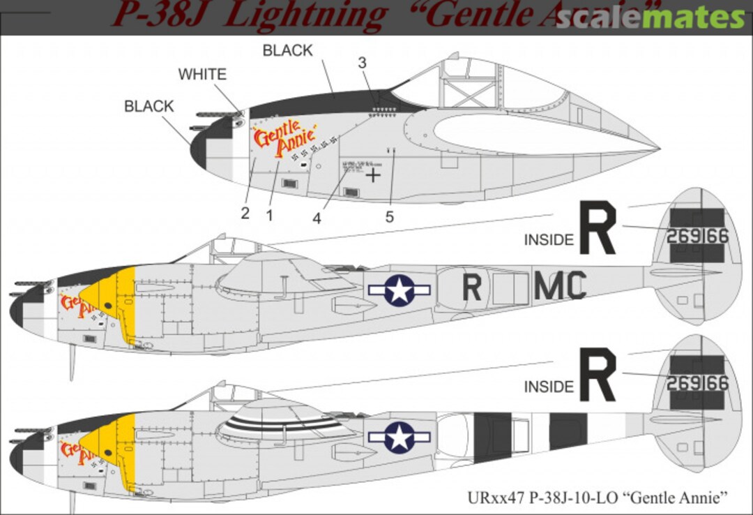 Boxart P-38J-10-LO Lightning “Gentle Annie” UR4847 UpRise Decal