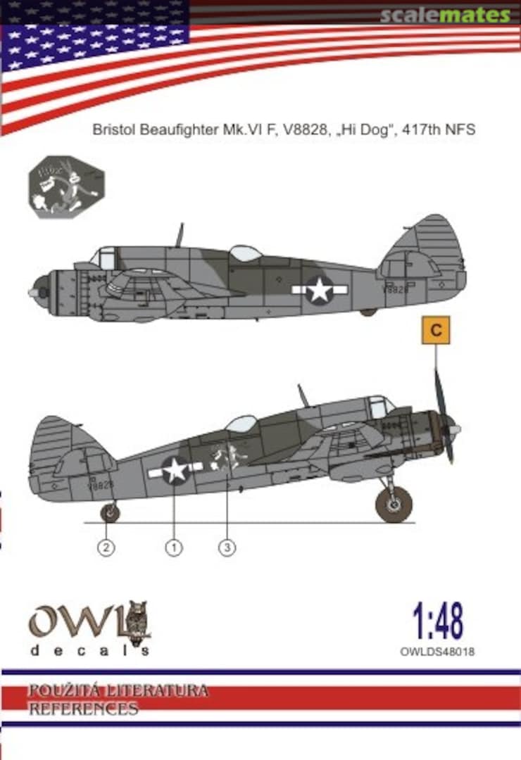 Boxart Bristol Beaufighter Mk.VI F, V8828, „Hi Dog“, 417th NFS OWLDS48018 OWL