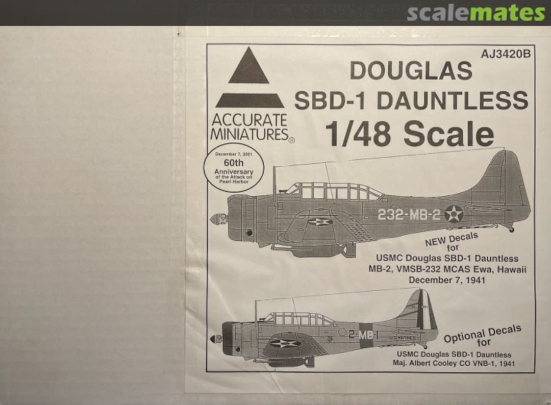 Boxart Douglas SBD-1 Dauntless AJ3420B Accurate Miniatures