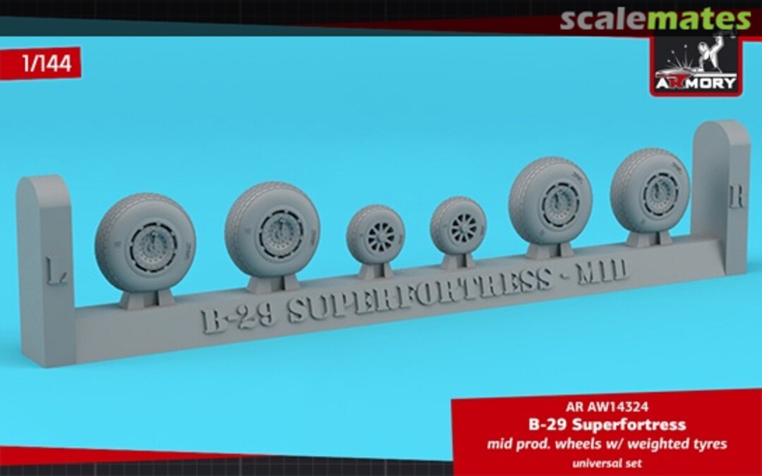 Boxart B-29 Superfortress mid production wheels w/ weighted tyres AR AW14324 Armory