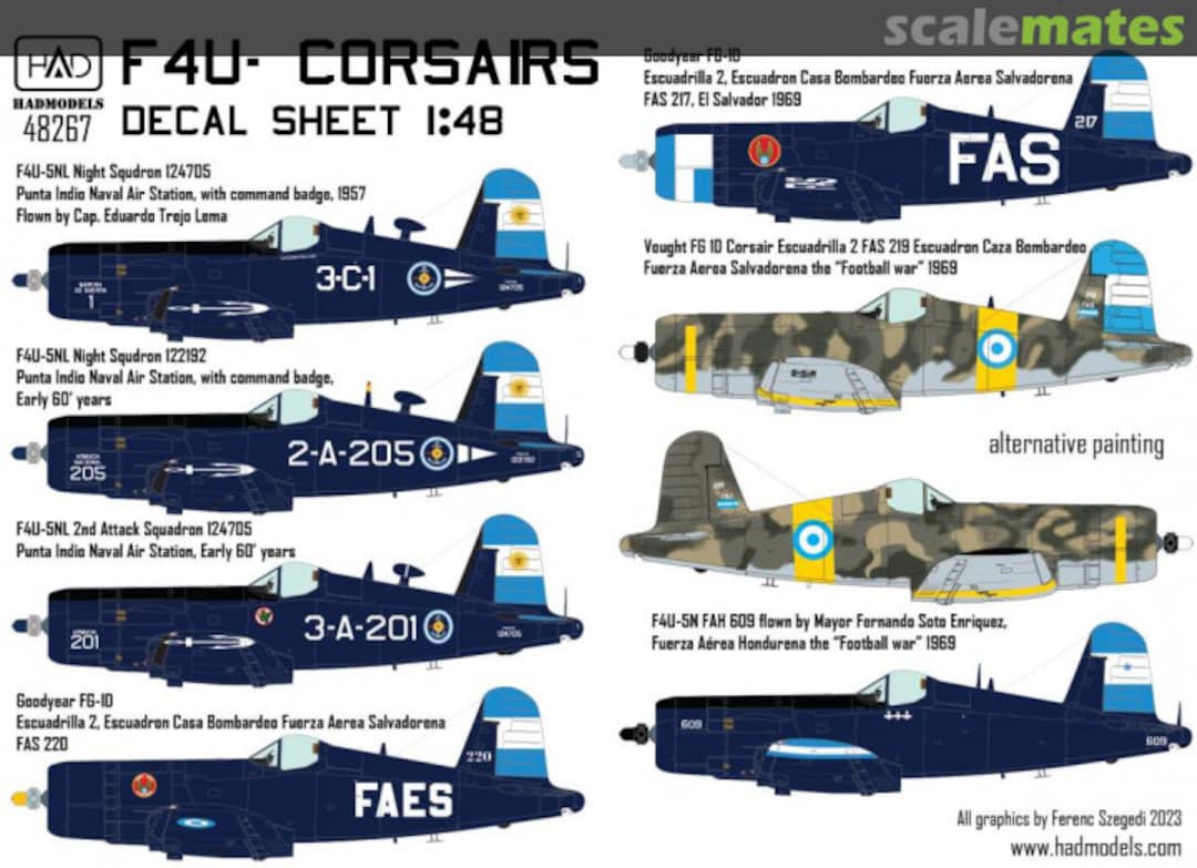 Boxart F4U- Corsairs decal sheet part 2 48267 HADmodels 