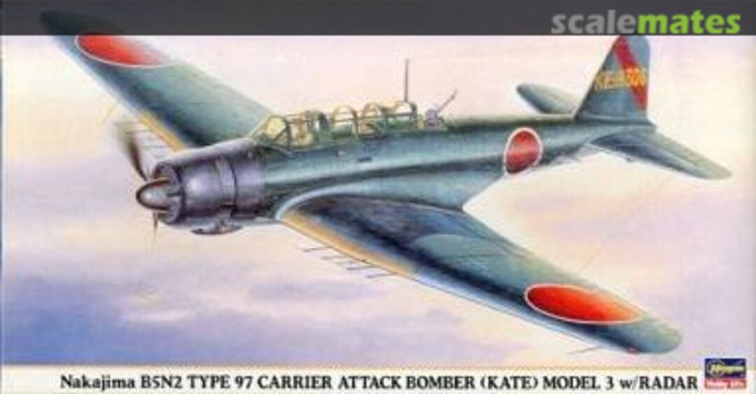 Boxart Nakajima B5N2 Type 97 Carrier Attack Bomber (Kate) Model 3 w/Radar 09423 Hasegawa