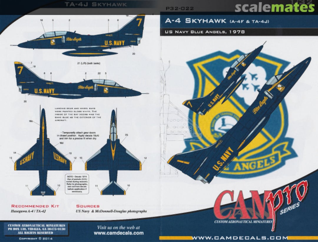 Boxart Pro Decals - A-4F TA-4J Skyhawk Blue Angels 1978 P32022 CAM