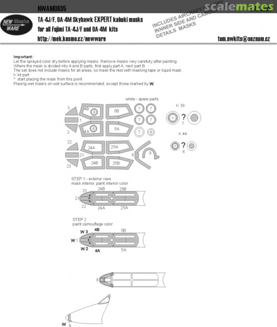 Boxart TA-4J/F, OA-4M Skyhawk EXPERT kabuki masks nwam0635 New Ware