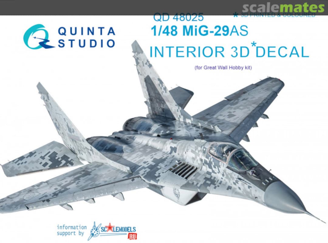 Boxart MiG-29AS Interior 3D Decal QD48025 Quinta Studio