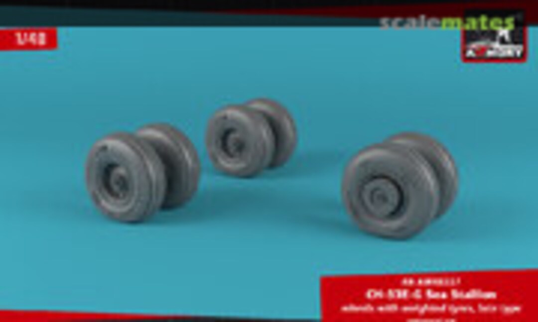 1:48 CH-53 Sea Stallion wheels w/ weighted tires, late (Armory AR AW48337)