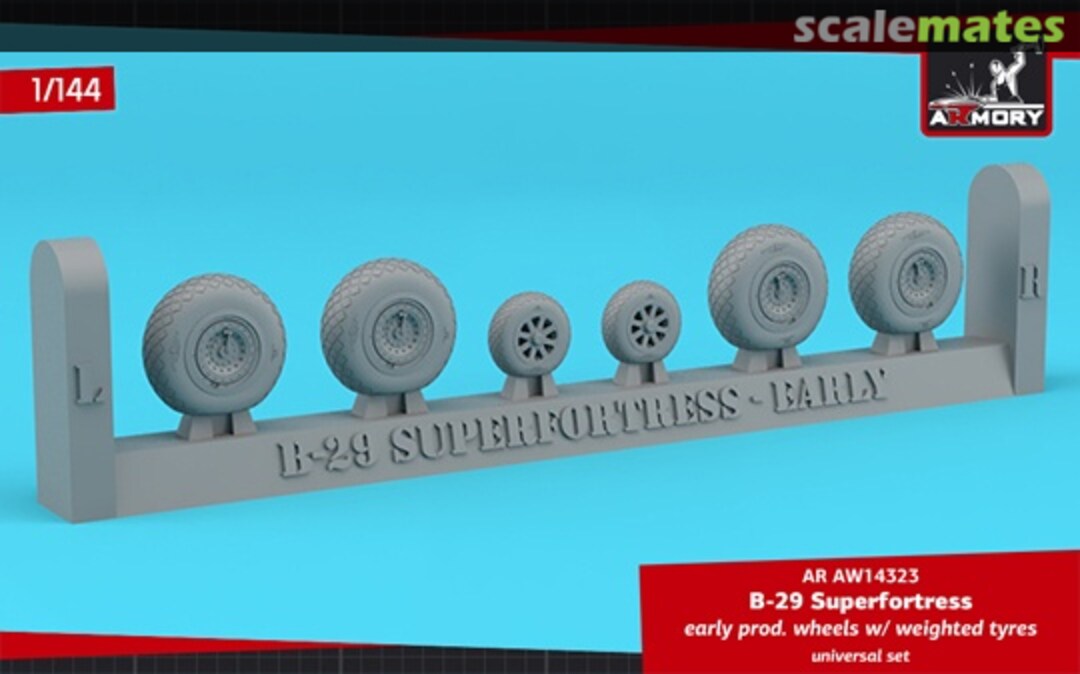 Boxart B-29 Superfortress early production wheels w/ weighted tyres AR AW14323 Armory