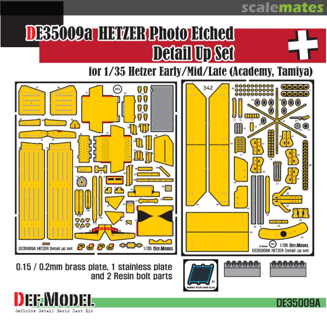 Boxart Hetzer early/mid/late PE detail up set DE35009A Def.Model