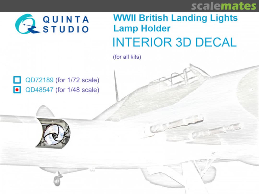 Boxart WWII British Landing Lights Lamp Holder interior 3D decals QD48547 Quinta Studio