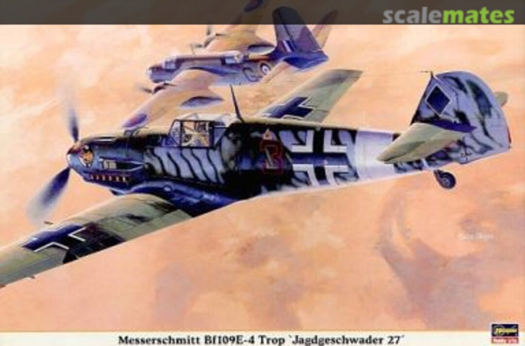 Boxart Messerschmitt Bf109E-4 Trop `Jagdgeschwader 27´ 08136 Hasegawa