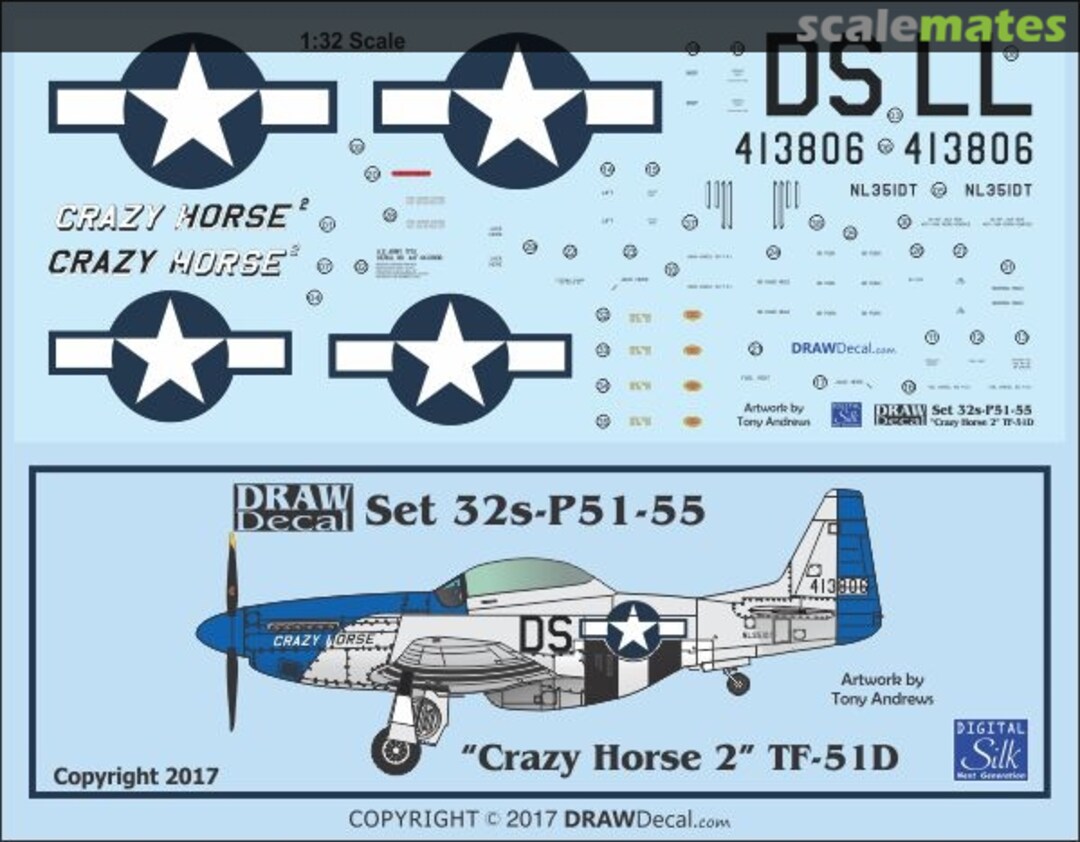 Boxart TF-51 "Crazy Horse 2" 32-P51-55 Draw Decal