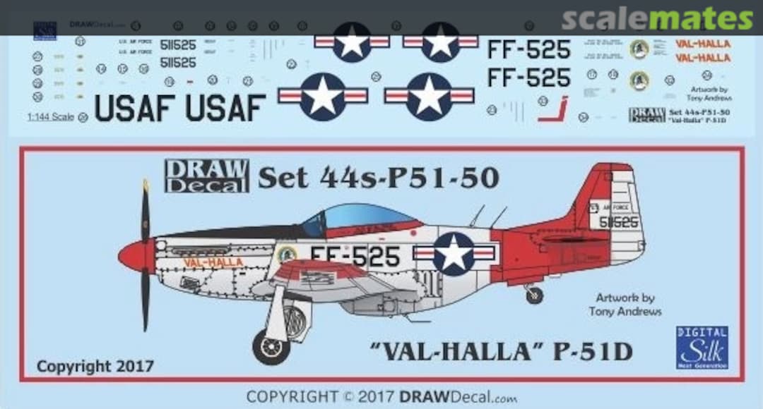 Boxart P-51D “VAL HALLA” 44-P51-50 Draw Decal