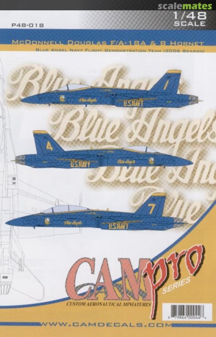 Boxart Pro Decals - F-18A F-18B Hornet Blue Angels 2006 P48018 CAM