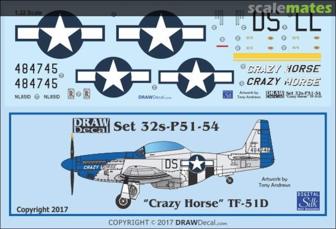 Boxart TF-51 "Crazy Horse" 32-P51-54 Draw Decal