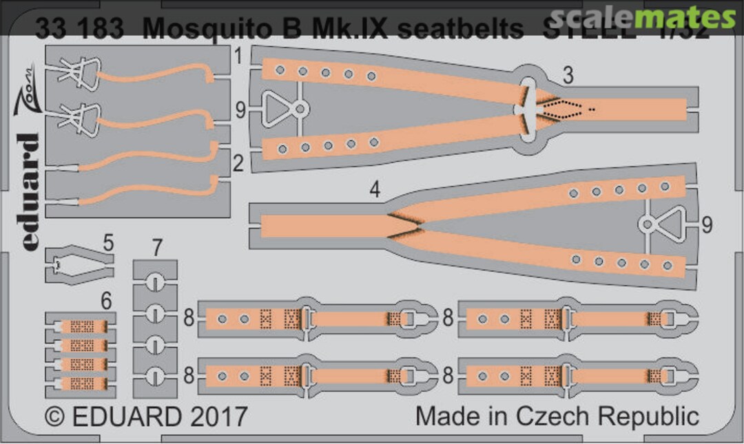 Boxart Mosquito B Mk.IX seatbelts STEEL 33183 Eduard