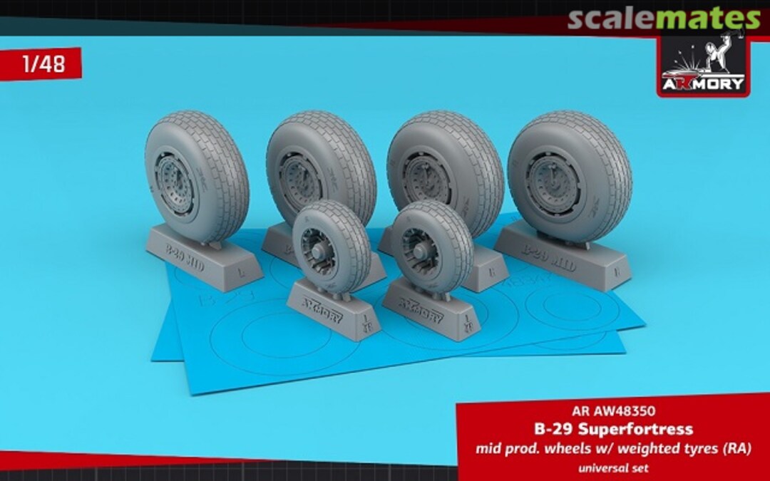 Boxart B-29 Superfortress mid production wheels w/ weighted tyres AR AW48350 Armory