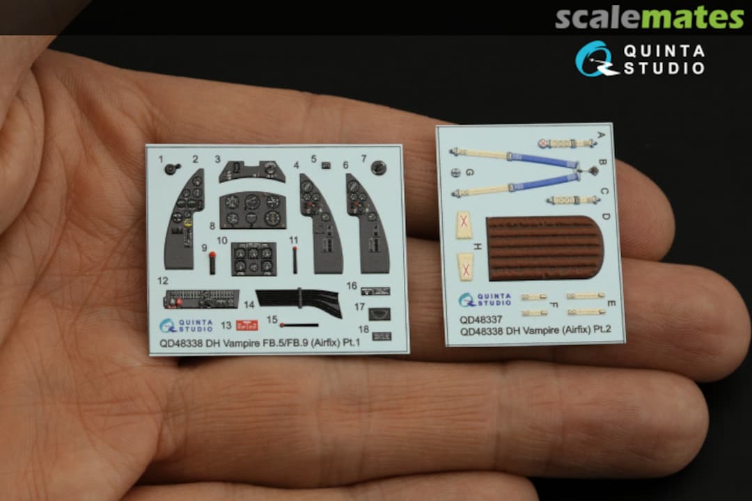 Contents DH Vampire FB.5/FB.9 interior 3D decals QD48338 Quinta Studio