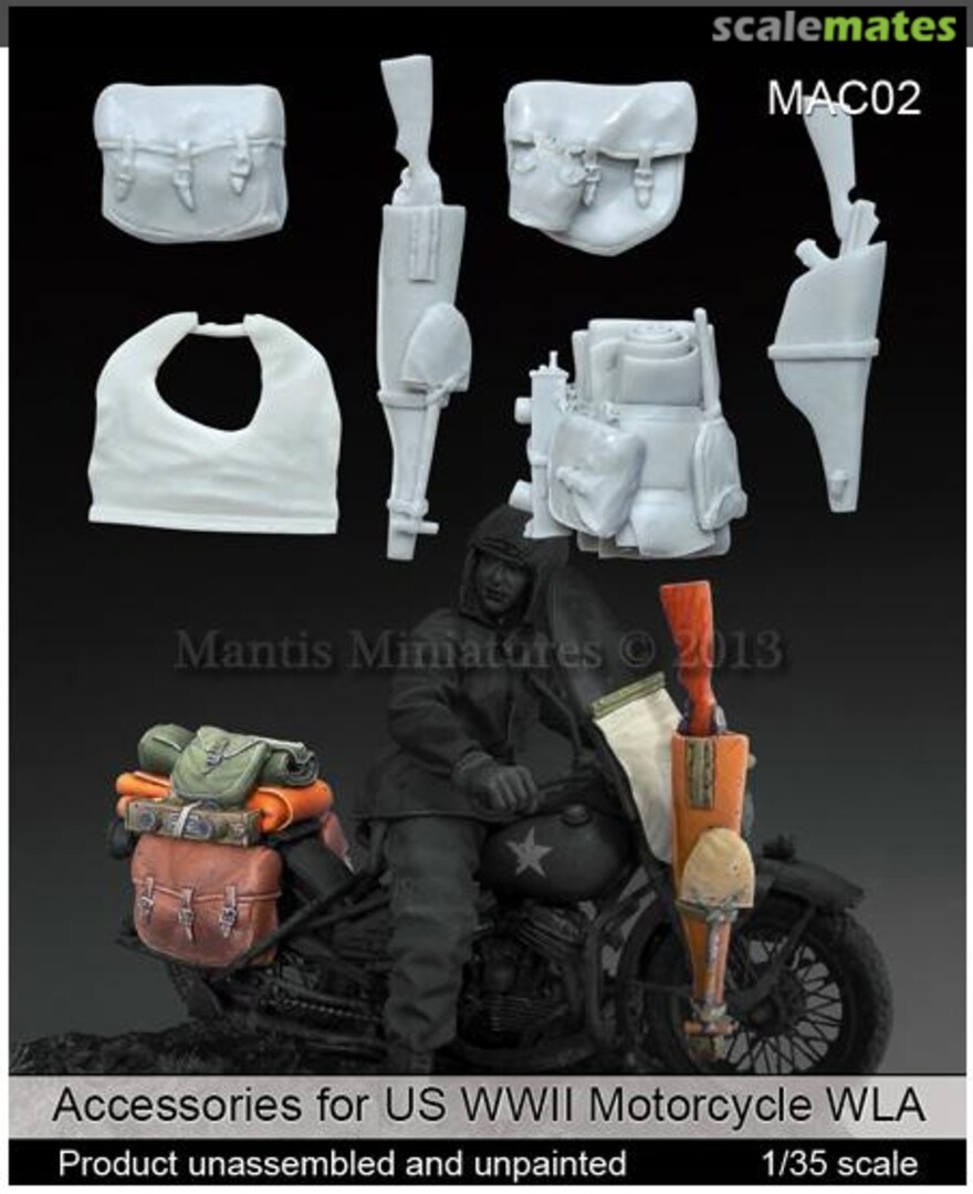 Boxart Accessories for US WW2 Motorcycle WLA (Miniart) MAC02 Mantis Miniatures