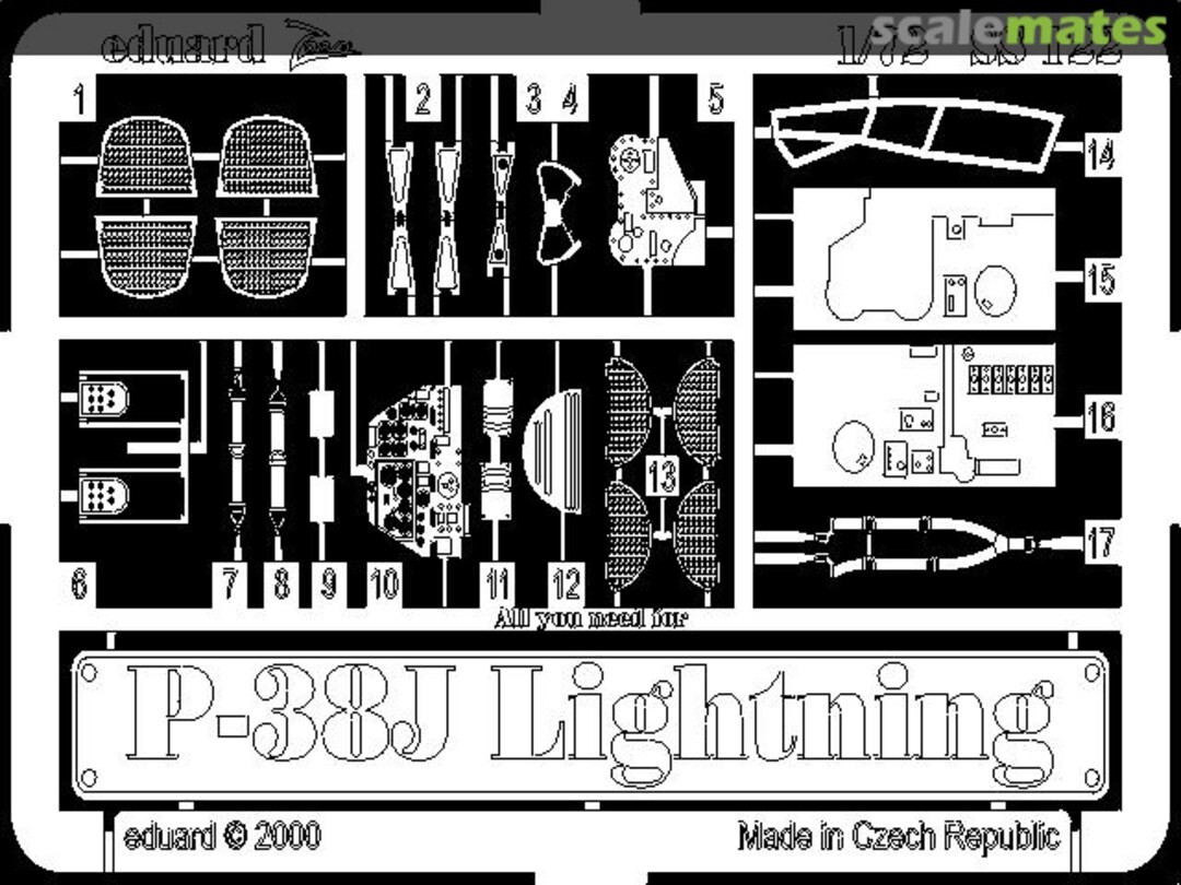 Boxart P-38J Lightning Detail Set SS122 Eduard