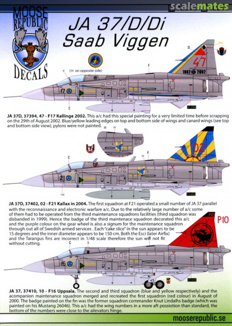 Boxart JA 37/D/Di 72018 Moose Republic Decals