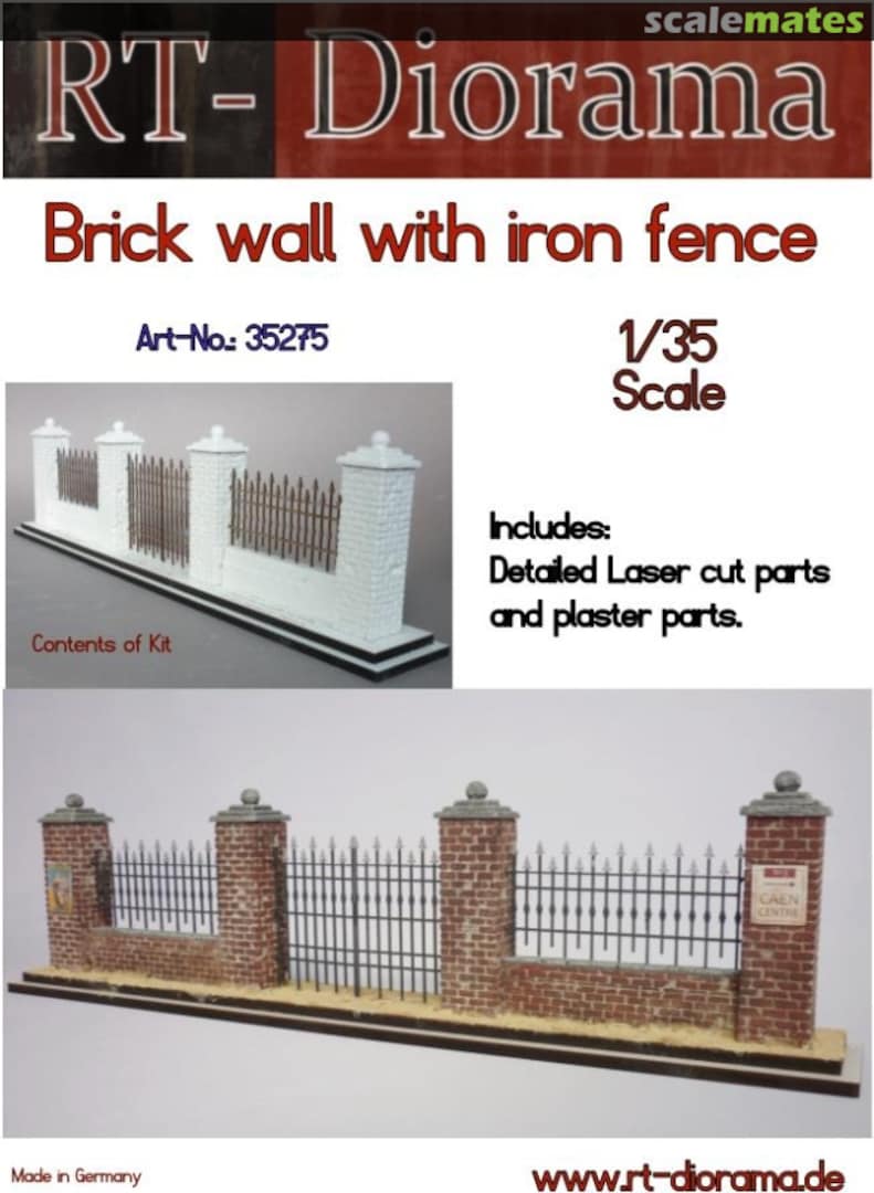 Boxart Brick Wall with Iron Fence 35275 RT-Diorama