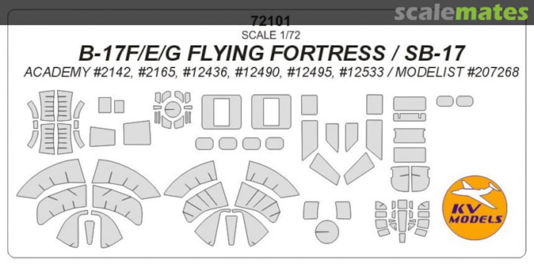 Boxart B-17F/E/G Flying Fortress / SB-17 painting mask 72101 KV Models