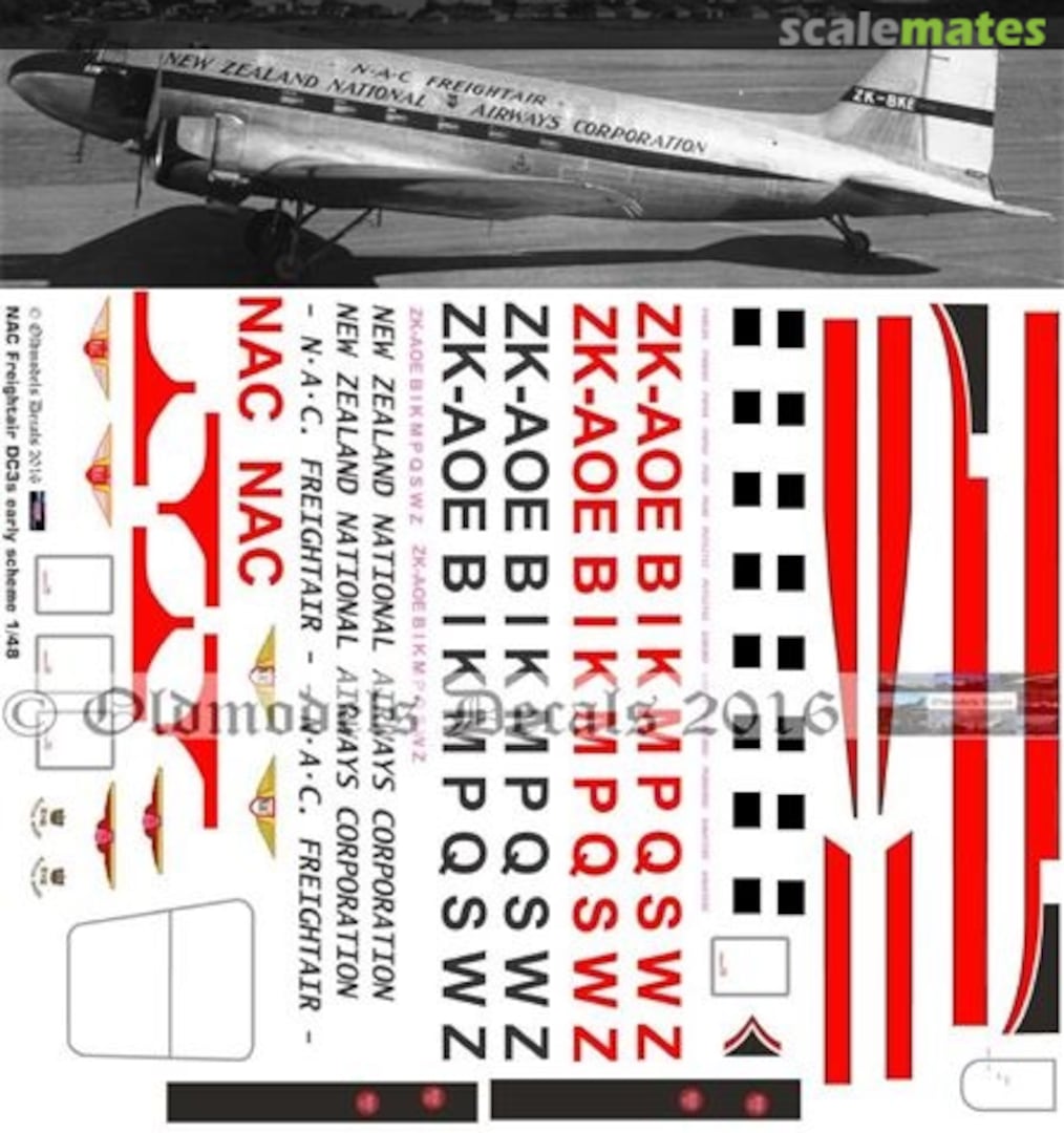 Boxart NAC Freightair DC-3 1st scheme OMD1028 Oldmodels Decals