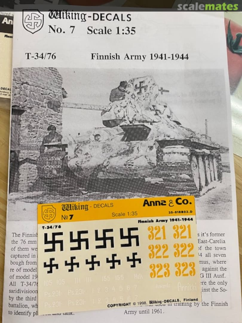 Boxart T-34/76 Finnish Army 1941-1944 7 Wiking-decals