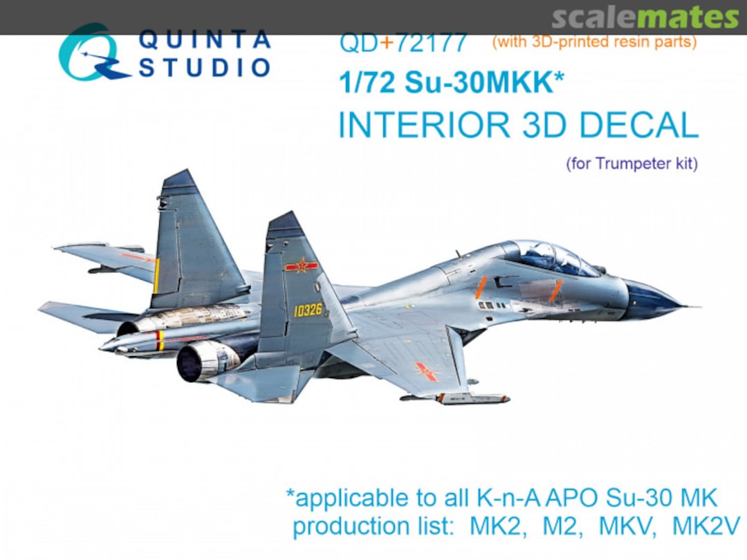 Boxart Su-30MKK interior 3D decals (with 3D-printed resin parts) QD+72177 Quinta Studio