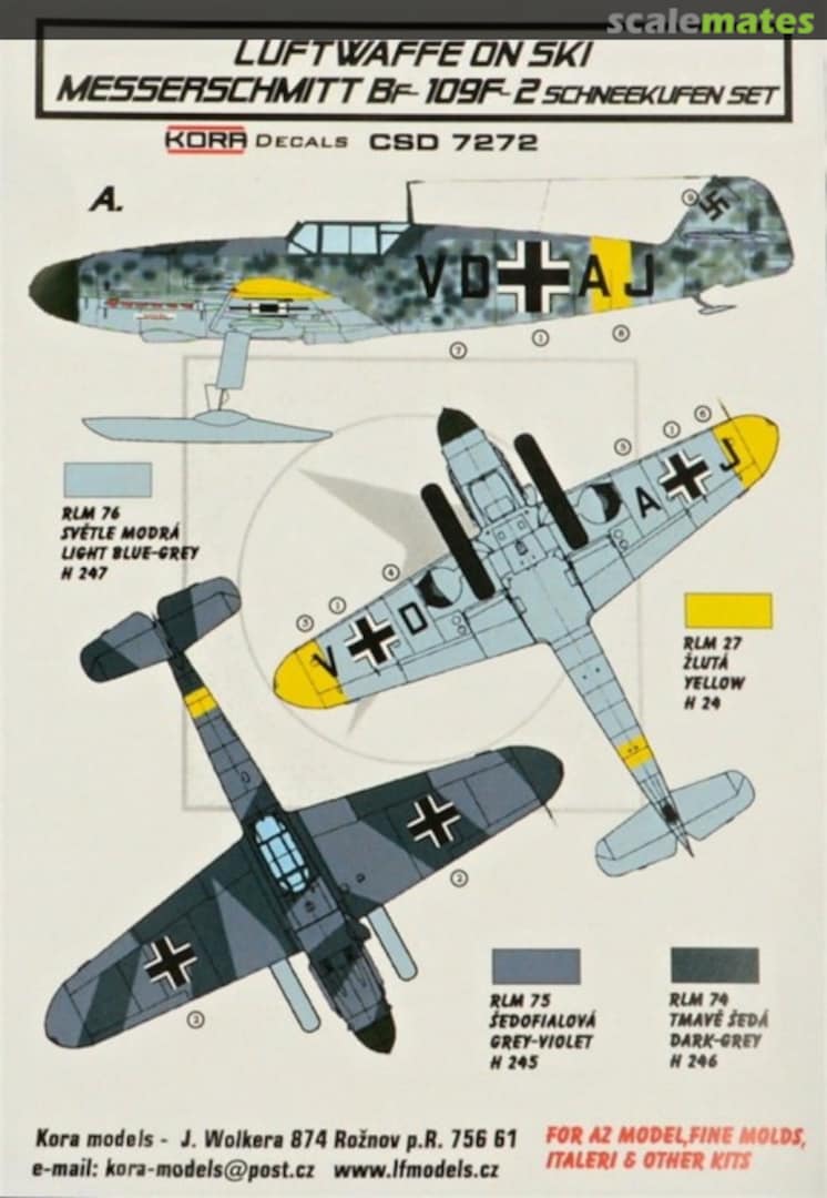 Boxart Messerschmitt Bf-109F-2 Schneekufen Set CSD7272 Kora Models