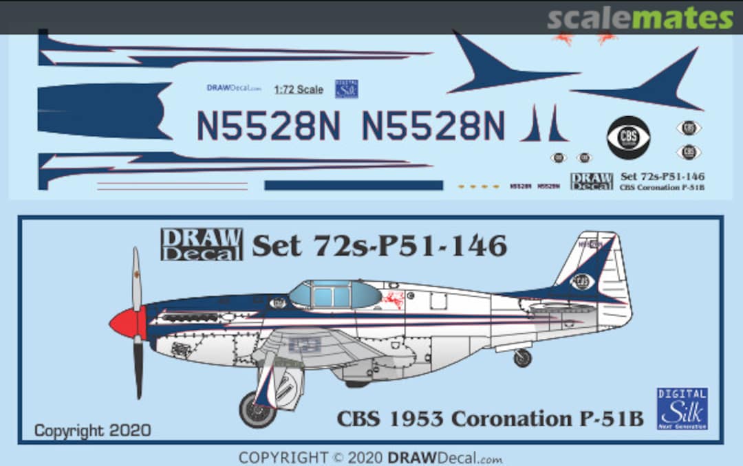 Boxart CBS 1953 Coronation P-51B 72-P51-146 Draw Decal