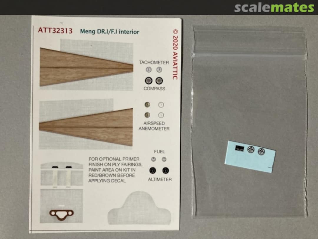 Boxart Fokker F.I/DR.I interior linen and plywood, instrument faces ATT32313 Aviattic