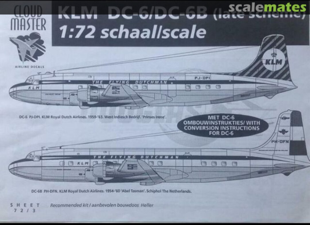 Boxart KLM DC-6/DC-6B (late scheme) 72/3 Cloud Master