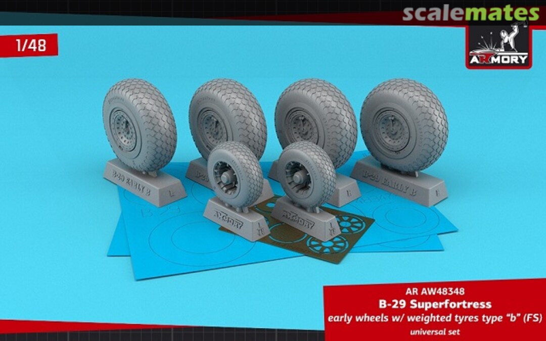 Boxart B-29 Superfortress early production wheels w/ weighted tyres AR AW48348 Armory